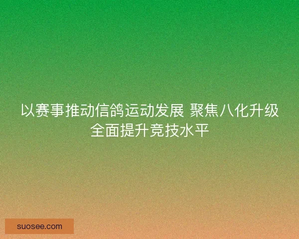 以赛事推动信鸽运动发展 聚焦八化升级全面提升竞技水平