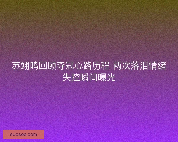 苏翊鸣回顾夺冠心路历程 两次落泪情绪失控瞬间曝光