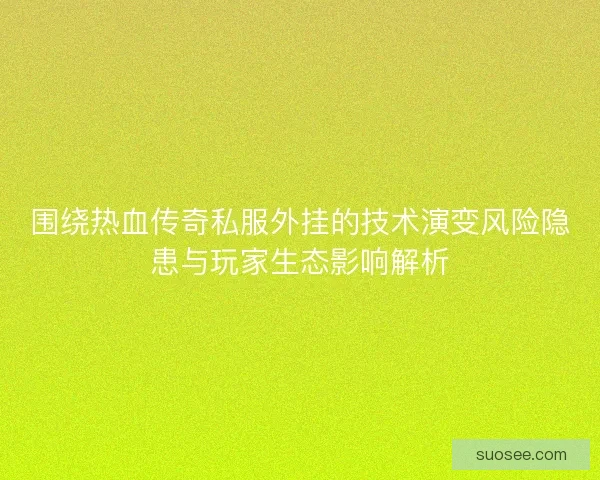 围绕热血传奇私服外挂的技术演变风险隐患与玩家生态影响解析
